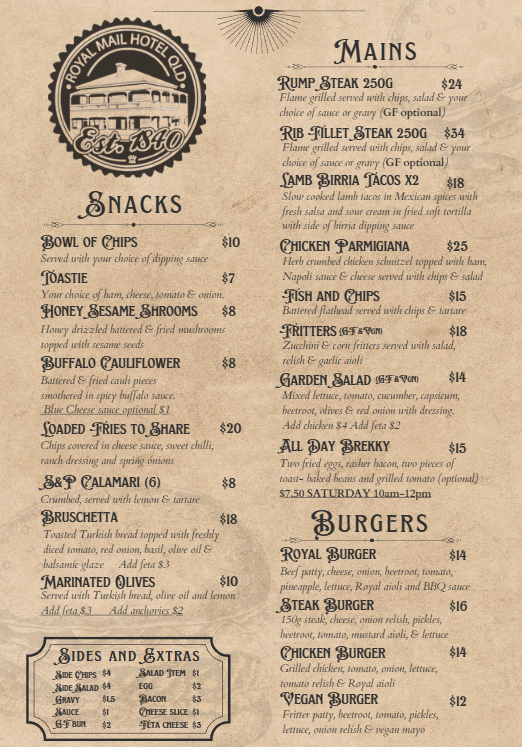 Royal Mail Goodna Main Menu